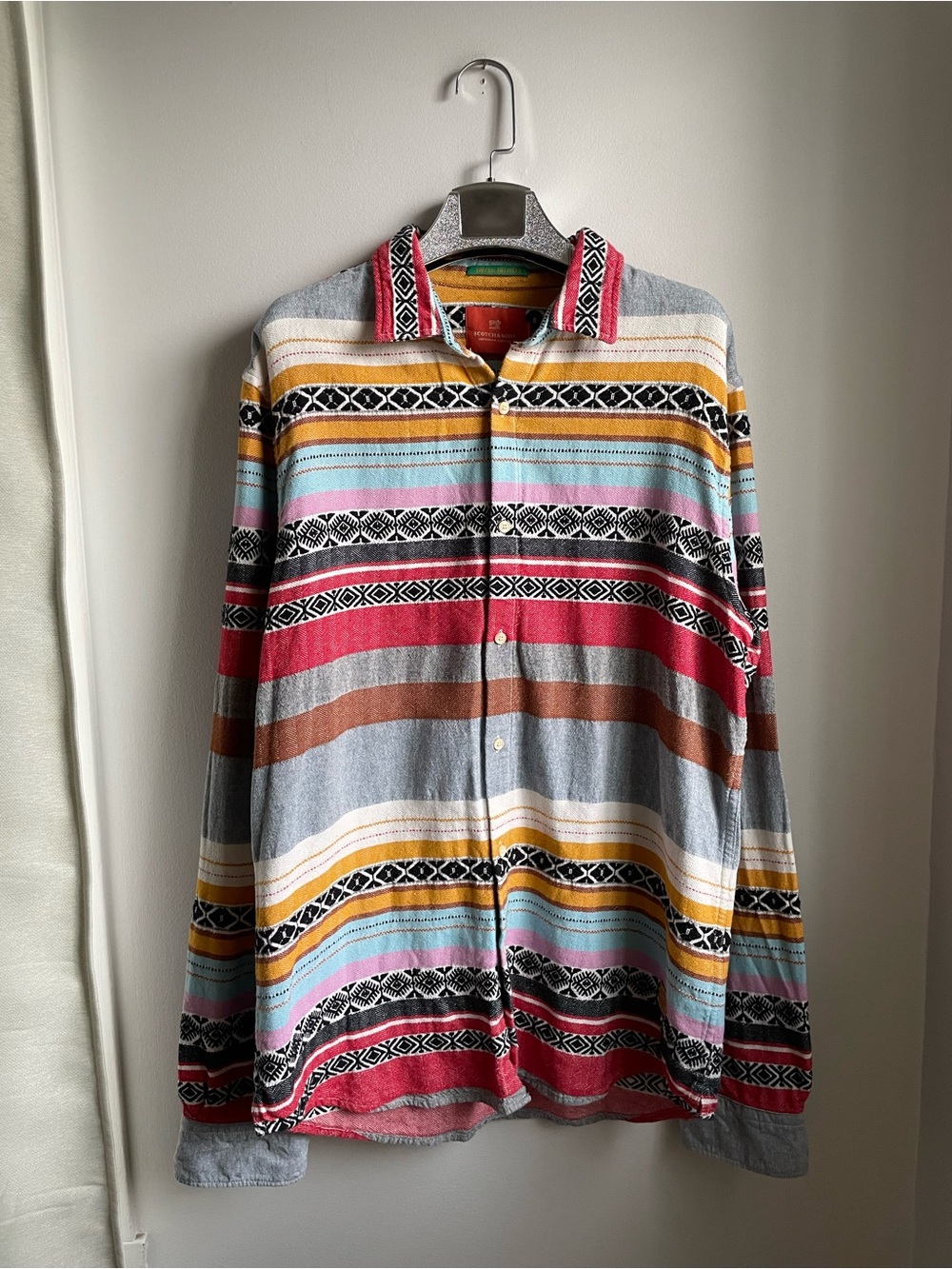NWOT Scotch&Soda Men’s Colorful Button-up Shirt-100% Cotton-L-Made in India